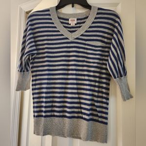 Women's Mossimo Supply Co. V-neck Blue/Gray Striped Sweater Size XS